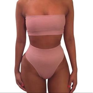 Blush High Waisted Bandeau Bikini